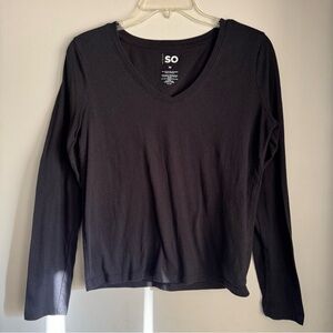 SO Women's Black V-Neck Top